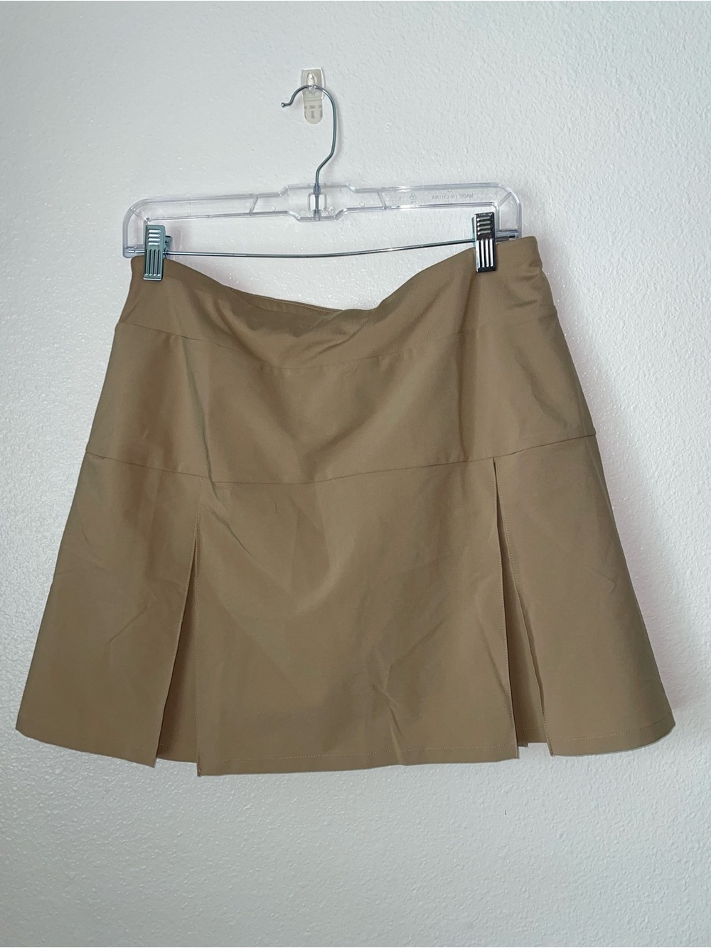 Lands End A-Line Pleated Mini Skirt - Tan